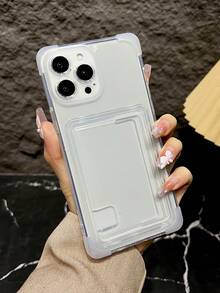 透明tpu手機殼,具有4角緩衝裝置和卡片收納功能,與iphone兼容 - 無色 - 查看 2