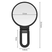 1pc 15x Magnification Portable Travel Makeup Mirror With Foldable Handle - Black - View 2