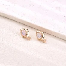 10pcs Gold Plated Spider Web Shaped Rose & Circle Designed Earring Setting With Rhinestones - Multicolor - View 13