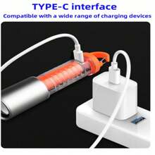 1 Pc Flashlight  High Lumens,Bright, Zoomable, Waterproof, Powerful, Emergency Tactical A100 LED Flashlights For Home And 8 Modes, Flashlight For Camping Gear,Hiking,Walking  Small Gifts Below $10 - Orange - View 7