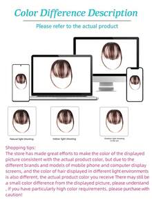 With sideburns, bangs, black flat, neat, air bangs, synthetic 6-inch hair extensions for women - Brown - View 8