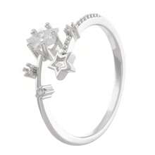 1只銅製及鋯石鑲嵌五角星戒指,ins風格,歐美設計且採用開口設計的星形輪轉戒指,跨境時尚 - 五角星 - 查看 8