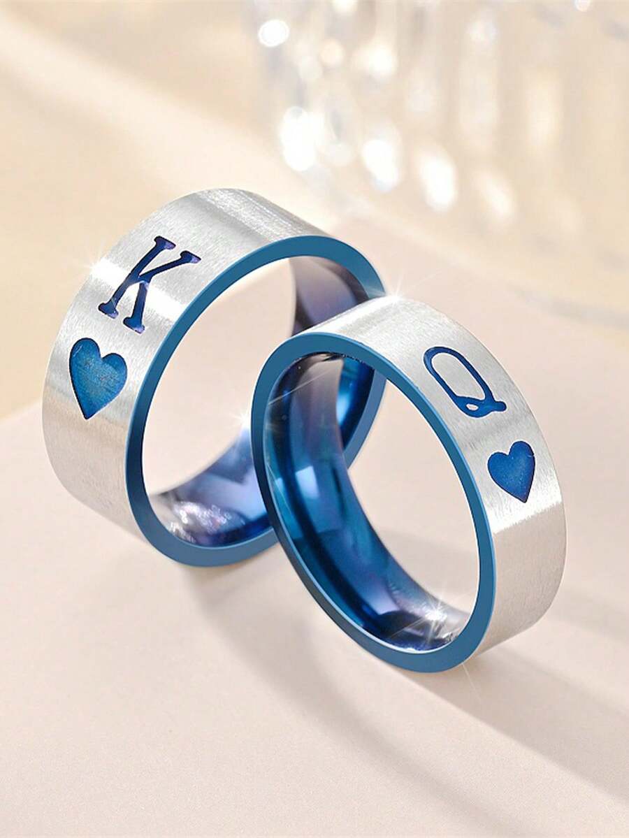 1pc Fashion Creative Romantic Playing Cards KandQ Couples Ring Valentine's Day Surprise Gift - Multicolor-men's K - View 1