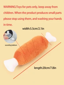 1pc Plush Double Bone Dog Toy, Pet Supplies, Squeaky & Realistic Bone Shape, Pet Toy - Orange - View 5