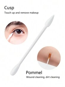 60 pièces Cotons-tiges de nettoyage de maquillage jetables portables et indépendamment emballés, têtes pointues et rondes, accessoires unisexes - Blanc - Voir 6