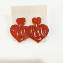 Valentine's Day Heart Shaped Earrings - Red - View 5