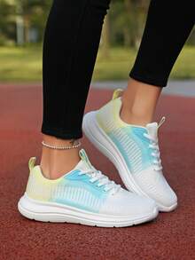 女款透氣運動鞋網面休閒跑步鞋軟底舒適時尚出行 - 彩色 - 查看 3