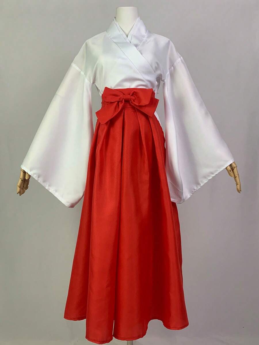 伊織歌姬cosplay服日本動漫紅白連衣裙頭飾假髮,適用於comic Con伊織歌姬和服 - Costume - 查看 1