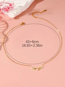 Hihho 1入瓶情人節豪華天使翅膀設計女士吊墜項鍊,飾有立體氧化鋯,珠寶禮品 - 金黃色 - 查看 4