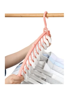 1個多功能衣架,家用儲存,可折疊的掛式晾衣架,配有神奇衣杆,成為衣物晾曬架 - 粉色 - 查看 4