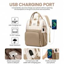VSNOON Laptop Backpack For Women,15.6 Inch Stylish Rucksack Wide Open, College School Backpack With USB Charging Port, Water Resistant Travel Business Work Bag Computer Bookbag For Men - Khaki - View 2