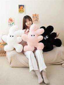 可愛兔子造型布偶靠墊,是送給女友的最佳情人節或新年禮物 - 黑色 - 查看 6