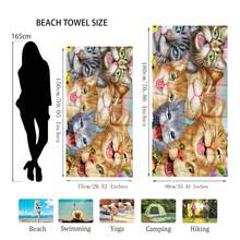 1pc Large Beach Towel, Lovely Cat Print, A Must-Have For Travel, Vacation, Swimming, Camping, Resort Gift For Men, Women And Adults - Multicolor - View 2