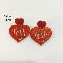 Valentine's Day Heart Shaped Earrings - Red - View 1