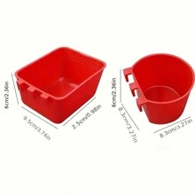 10入組掛式鳥碗,兔子餵食碗,加厚飼料杯,適用於籠子 - 紅色 - 查看 5