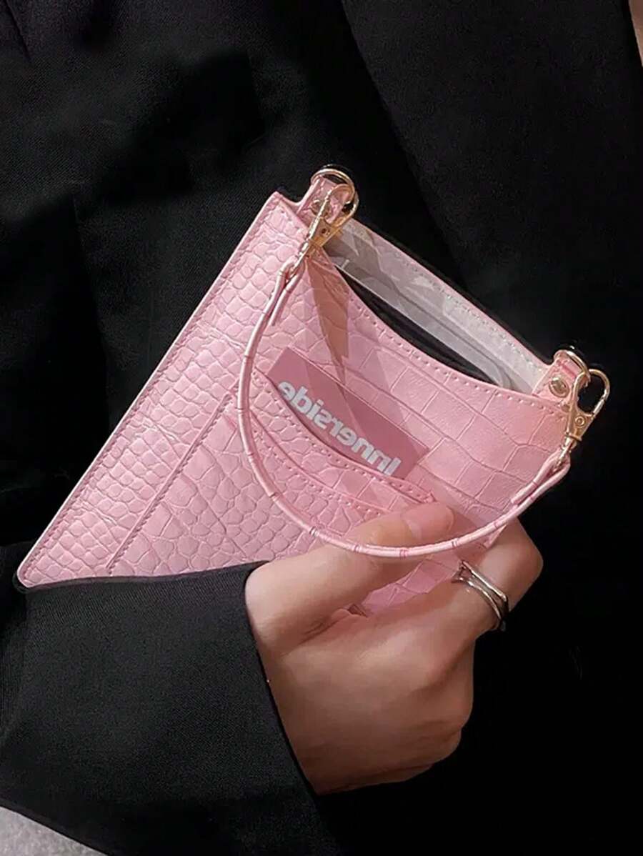 1入組手提包錢包復古簡約手機袋，可兼容 iPhone 的皮革女包迷你肩袋帶掛繩套