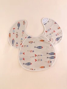 Colorful Fish & Angel Wings Printed Waterproof Pu Bib For Baby And Kids - Multicolor - View 3