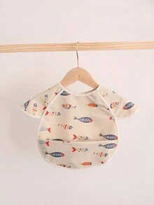 Colorful Fish & Angel Wings Printed Waterproof Pu Bib For Baby And Kids - Multicolor - View 2