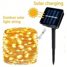 1 套太陽能銅線燈串,戶外防水,有 8 種模式,5m/10m/20m/30m 可供選擇。非常適合節日照明、室內/室外家居裝飾、婚禮、情人節、聖誕派對裝飾、街道裝飾、花園花環裝飾。 - 暖色 - 查看 2
