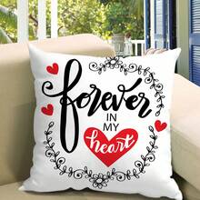 1 件情人節紅心圖案印花枕套,居家裝飾靠墊套適用於沙發枕墊,客廳