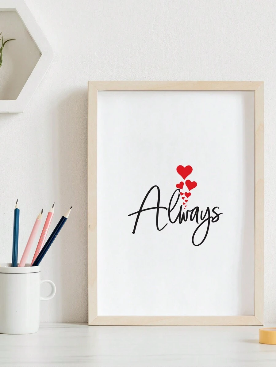 DIY框裝畫30x40cm捲軸畫簡約黑白愛情文字裝飾成人情侶生日藝術禮物，時尚家居牆壁裝飾，無框畫布 - 30x40cm no frame-always - 查看 1