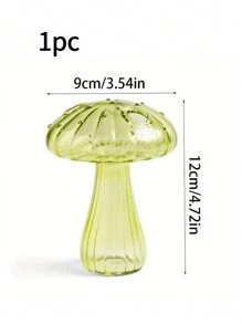 1入組北歐風格水培蘑菇造型瓶,窄口光澤半透明玻璃花瓶,適用於家庭辦公室客廳裝飾,創意植物瓶 - 綠色 - 查看 6