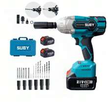 1入電動扳手高扭力工業級無線鋰電工具 - 藍色 - 查看 4