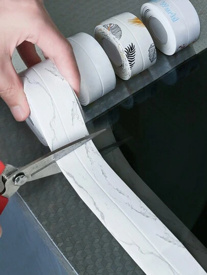 1 件 3.8 厘米宽大理石印花密封胶带防水、防霉马桶接缝贴纸适用于浴室、厨房、贴纸、墙贴花、乙烯基贴花用于家庭装饰、春季装饰品让您的家焕然一新、节日装饰贴纸礼物生日毕业