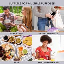 Portable Travel Utensils Flatware Set 8 Pieces Reusable Stainless Steel Cutlery Set Include Fork Knife Spoon Chopsticks Straws Cleaning Brush - Silver - View 3