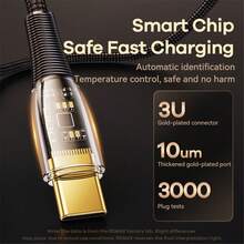 Remax Clear Cyberpunk 100W 快速充电数据线 Type-C 至 Type-C 5A 输出支持 PD 快速充电，适用于手机/笔记本电脑/平板电脑 1.2 米长 - 白色 - 查看 6