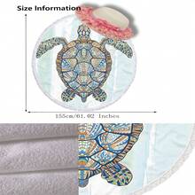 1PC Turtle Pattern Circular Beach Towel, Ultra-Fine Fiber Beach Towel, Suitable For Summer, Beach, Swimming Pool, Yoga, Outings - Multicolor - View 5