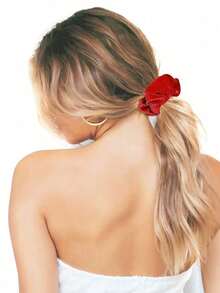 4入組-情人節紅色髮飾彈性鬆緊帶,閃閃發光的彈性頭箍環裝飾,剪裁餅乾形的環圈,海女派對小禮品霓虹鬆緊帶,女士用的絨布鬆緊帶,適用於80年代的髮型,優質絨布柔軟的髮用鬆緊帶,純色厚實的彈性帶,女士和女孩的髮飾 - 紅色 - 查看 3