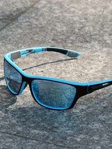 1pc New Sports Glasses Cycling Polarized Fashion Glasses, Driving Fashion Glasses, Running Fishing Golf Umbrella, Ideal Choice For Gift - Blue - View 1