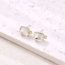 10pcs Gold Plated Spider Web Shaped Rose & Circle Designed Earring Setting With Rhinestones - Multicolor - View 6