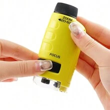 兒童便攜式手持式顯微鏡玩具,高清光學設備科學實驗顯微鏡玩具,適用於小學和初中生,戶外使用 - 黃色 - 查看 4