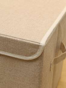 1 件纯色优质亚麻可折叠衣物收纳盒、衣柜整理盒、织物收纳箱、M/XL 尺寸，带前木手柄，方便抓取、抽屉式木手柄收纳盒、带双侧手柄，方便携带、大容量衣柜整理收纳盒 - 卡其色 - 查看 8