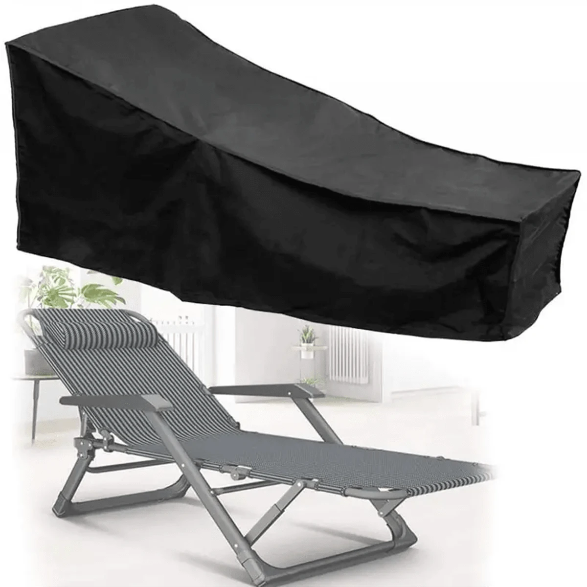 躺椅躺椅套防水防塵露台躺椅套保護花園庭院戶外家具躺椅套 - 黑色 - 查看 1