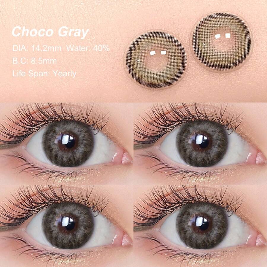 Lentes De Contacto De Color Magister 14,2 Mm 2 Piezas Potencia 0,00 Gris Choco Contactos De Aspecto Natural Potencia 0,00 Ideal Para Uso Diario O Para Viajar - Gris Chocó - Ver 1