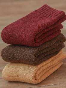 3pairs Children's Winter Thickened Knitted Socks With Plush Lining, Suitable For Daily Wearing And Keeping Warm - Multicolor - View 6