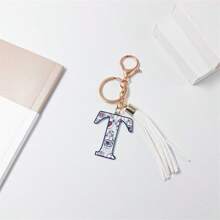 1入創意多彩流蘇鑰匙扣,帶字母設計,適用於背包、汽車鑰匙等,女性時尚配飾 - 彩色 - 查看 37
