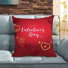 1pc Valentine's Day Red Pattern Printed Pillowcase, Home Decorative Pillow Cover For Sofa Cushion. (Pillow Inner Not Included) - Multicolor - View 7