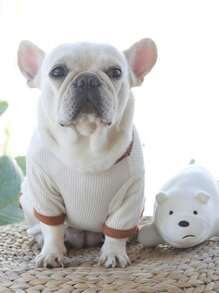 1pc Casual & Fashionable Pet's T-Shirt, Suitable For Cat/Dog, With Bear/Teddy Design, For Medium Sized Dogs, Winter - Beige - View 6