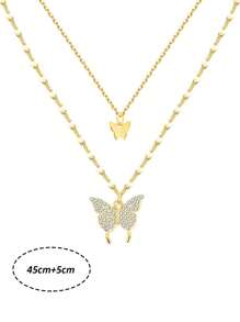 1入組簡約百搭愛心吊墜項鍊 - 金黃色 - 查看 6