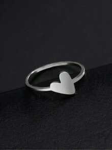 1只不銹鋼鑽孔鳥&雙心設計戒指,適用於女性日常佩戴,是給女友或朋友的情人節禮物 - 愛心 - 查看 22