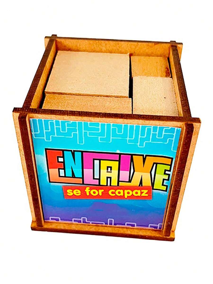 Desafio ENCAIXE SE FOR CAPAZ em Madeira Quebra cabeça infantil educativo pedagógico - Multicolorido - Visão 1