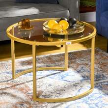 HOMCOM Nesting Tables - Gold - View 5
