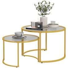 HOMCOM Nesting Tables - Gold - View 3