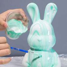 23/33CM Graffiti Fluid Bear Rabbits Piggy Bank DIY White Body Ornament Bunny Model Desktop Decoration Painting Doll Sculpture Crafts