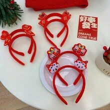 1 件風復古可愛裝飾毛絨 3d 女式髮帶髮飾 - 彩色 - 查看 3