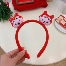 1 件風復古可愛裝飾毛絨 3d 女式髮帶髮飾 - 彩色 - 查看 7